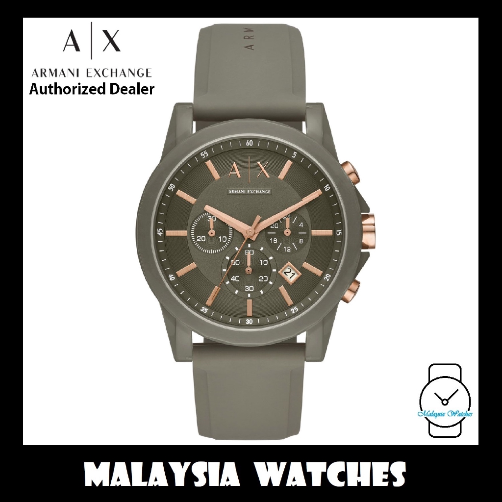(100% Original) Armani Exchange Men's AX1341 Chronograph Olive Silicone ...