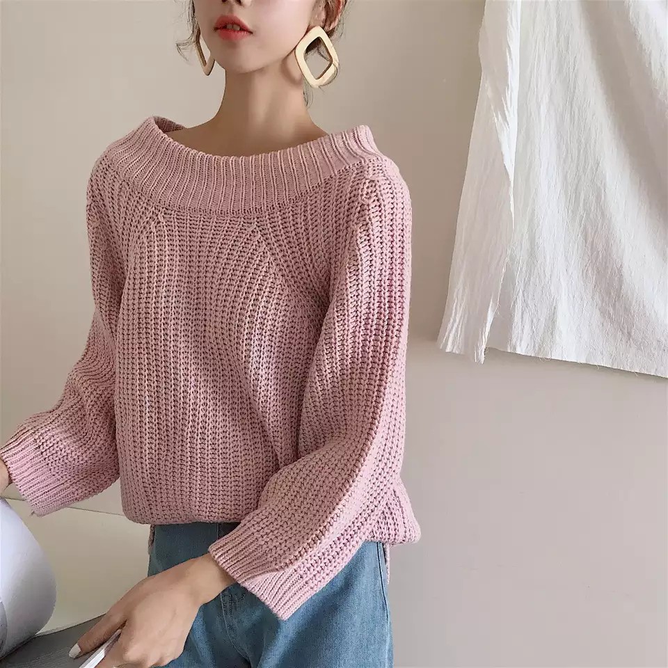 Korean Off Shoulder Knitted Sweater READY STOCKS Shopee Malaysia