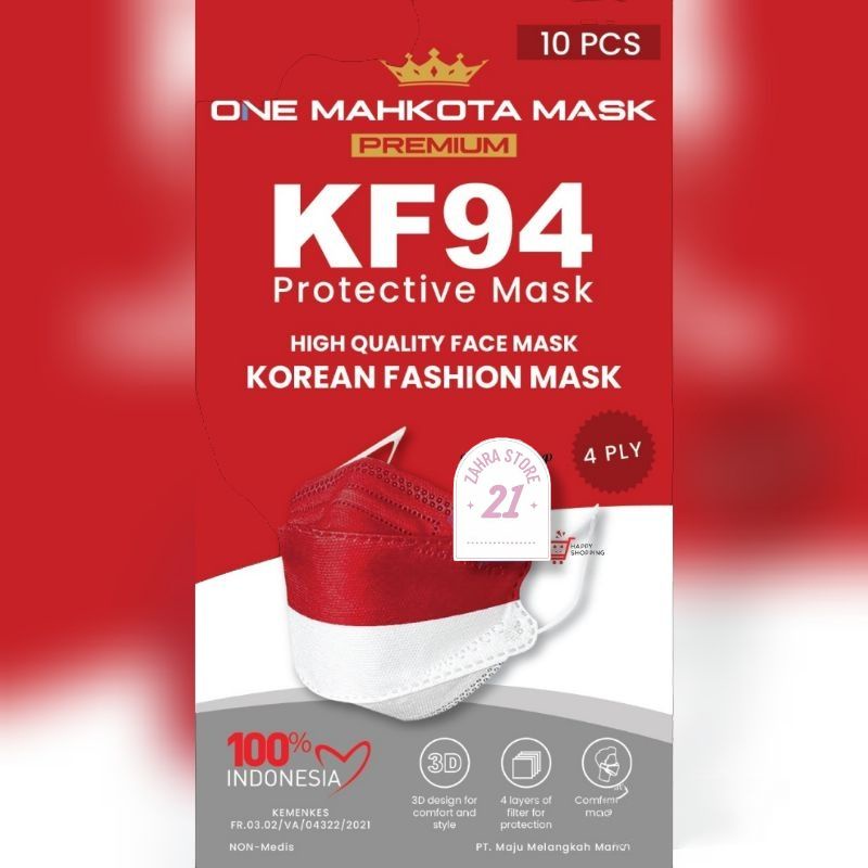 Red White KF94 Mask 10PCS Kf94 Special Mask INDONESIA Independence