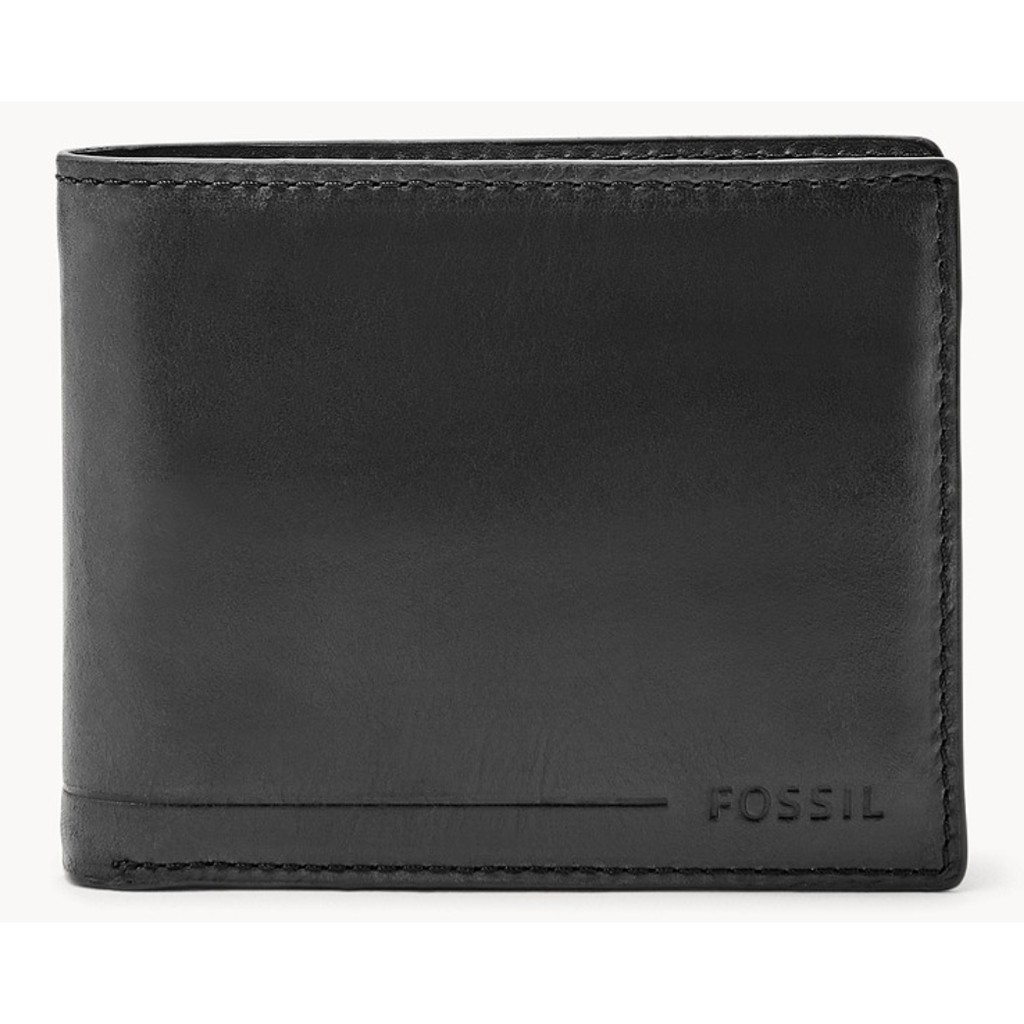 FOSSIL MENS WALLET WARD RFID PASSCASE BLACK/BROWN ML4165001 IN METAL