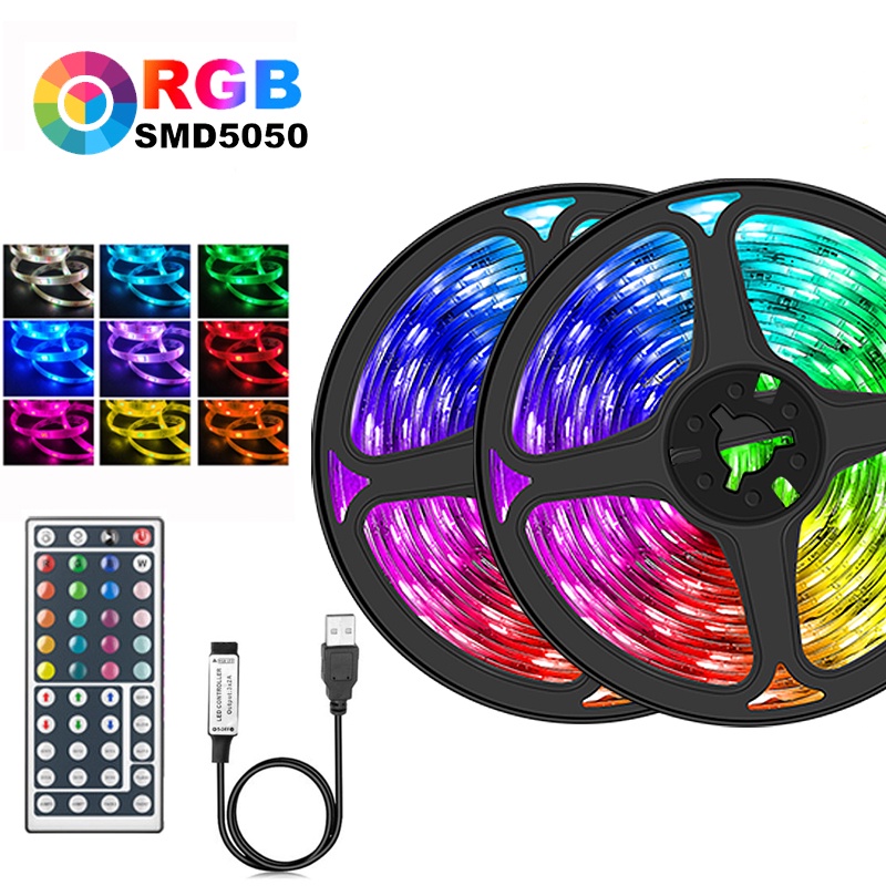 RGB 5050 Led Strip Light With Remote Controller USB Led Lighting 5M 5V ...