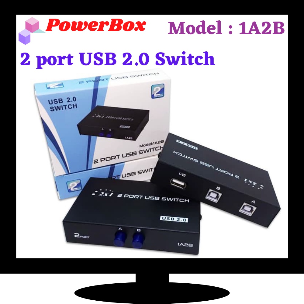 POWERBOX 2 port Push Button USB 2.0 Sharing Switch Selector for Printer Scanner Plotter Shopee