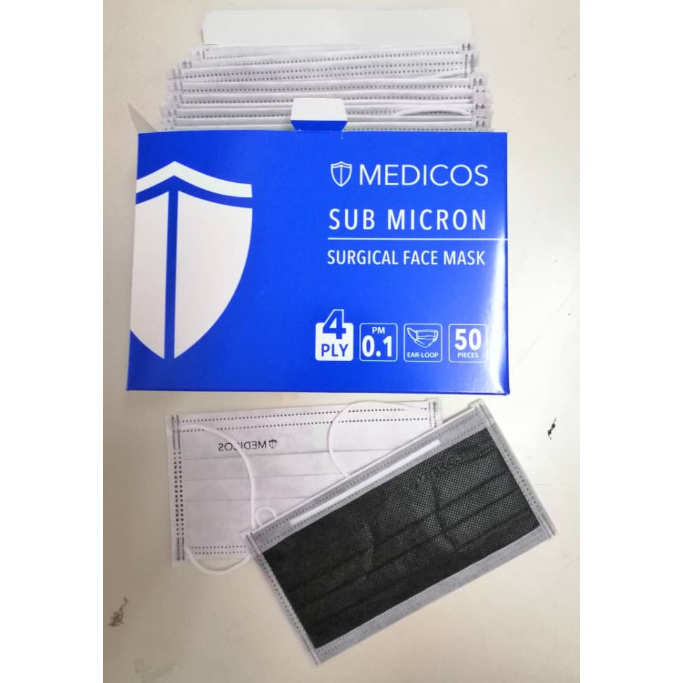 MEDICOS 4PLY SURGICAL FACE MASK-50PCS/BOX- BLACK **LIMITED STOCK