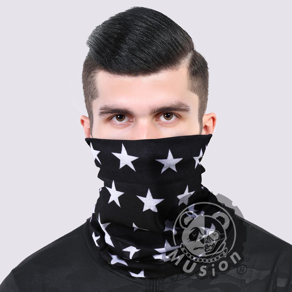 Musion Black Stars Anti Dust UV Bandana Head Scarf Face Mask