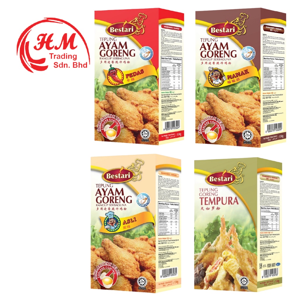 Bestari Crispy Fried Chicken Coating Mix Original Hot And Spicy Mamak 150 G Tempura Batter 9189