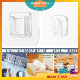 Double-Sided Adhesive Wall Hooks No-punch Strong Adhesive Hook Seamless  Screw Bathroom Kitchen Waterproof Brackets Fixe