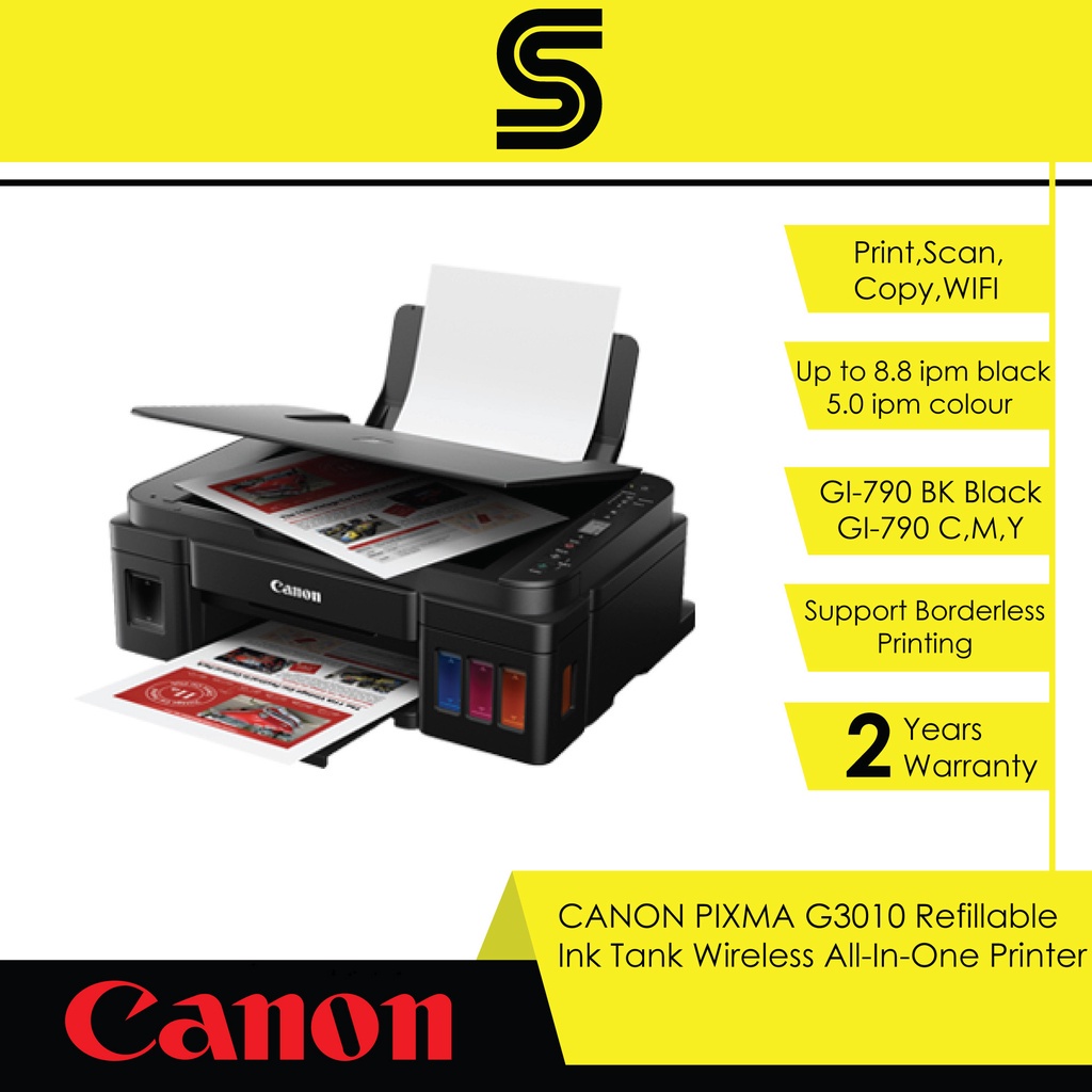 CANON Pixma G3010 Ink Efficient Inkjet Printer - (Print,Scan,Copy,Wifi ...