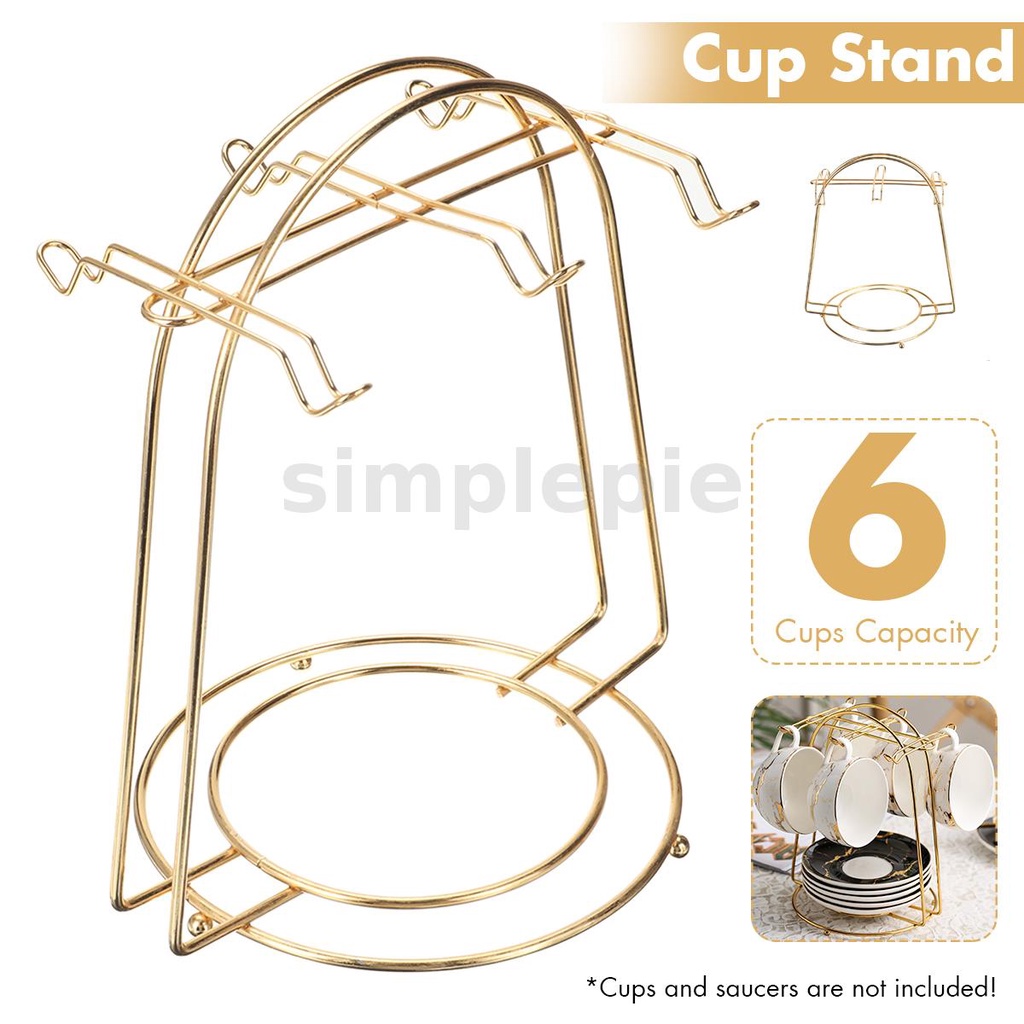 6 Cups Saucer Gold Rack Gold Coffee Cup Rack Iron Cup Rack Base ...
