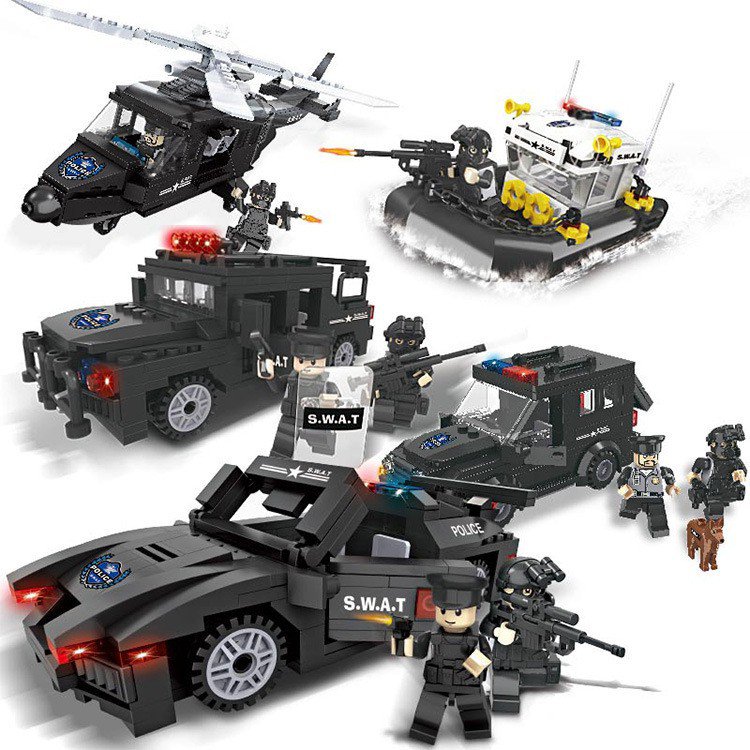 Lego Compatible Military Model Helicopter SWAT Car Building Block Brick