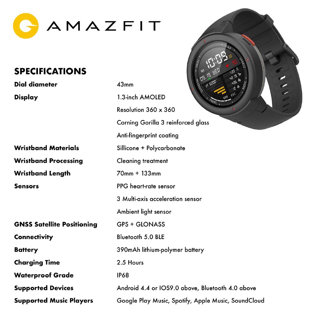 Amazfit verge screen size hotsell