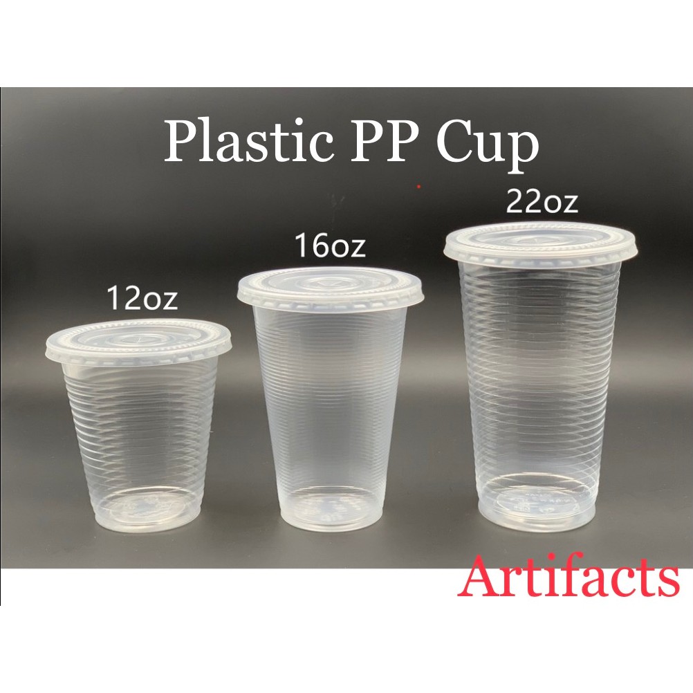 12oz 16oz 22oz Pp Cup With Flat Lid 100sets Disposable Plastic Cup 12 16 22oz 5282