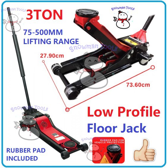 3 TON Ultra Low Profile Floor Jack Heavy Duty Hydraulic Double Pam