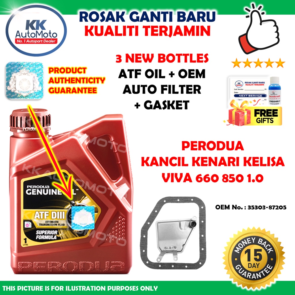 New 3 Botol Perodua ATF DIII DIII D3 Kancil Kelisa Kenari Viva 660 850