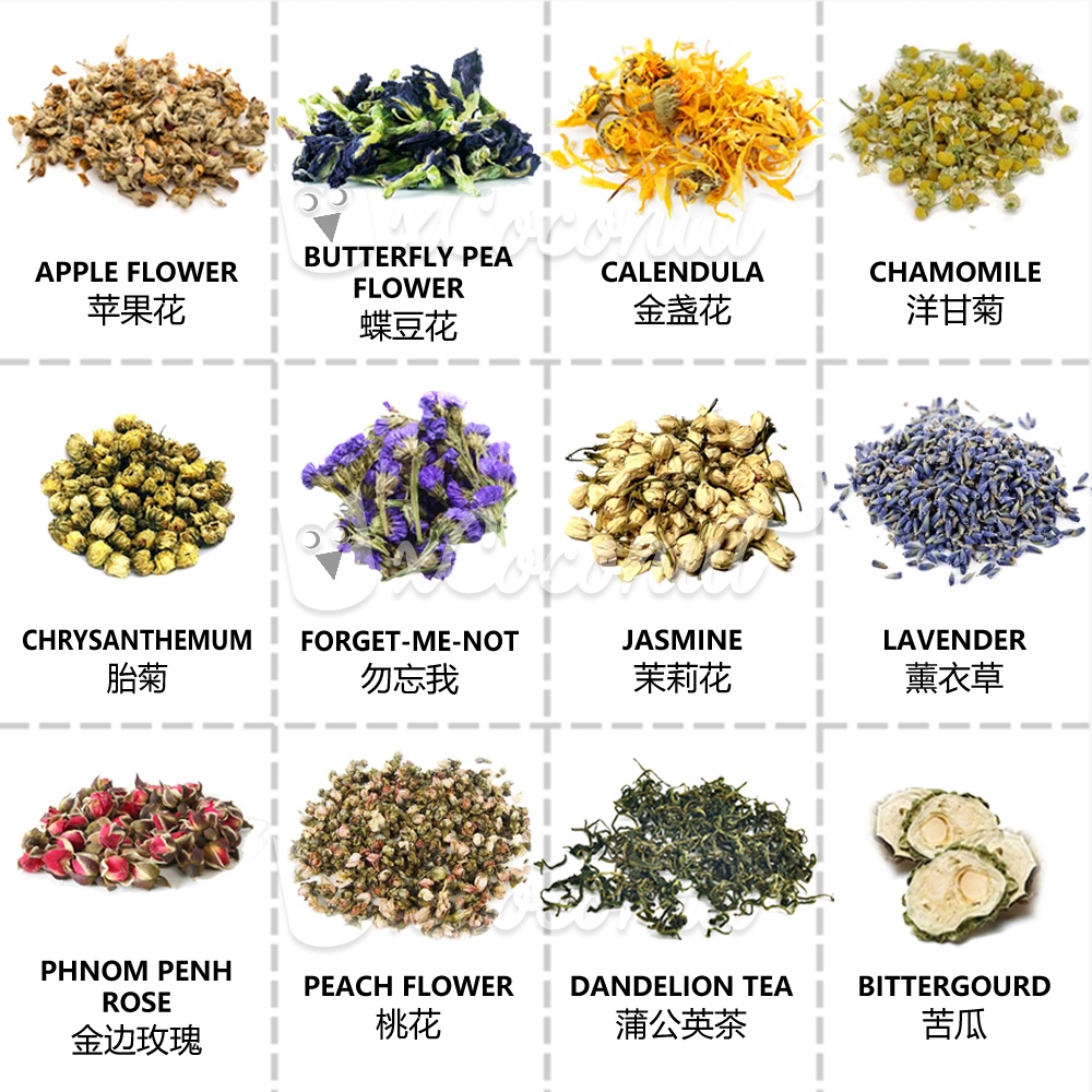 Flower Tea Mix & Match Sampler Pack Flower & Fruit Tea Series 花草茶小包装 干花 ...