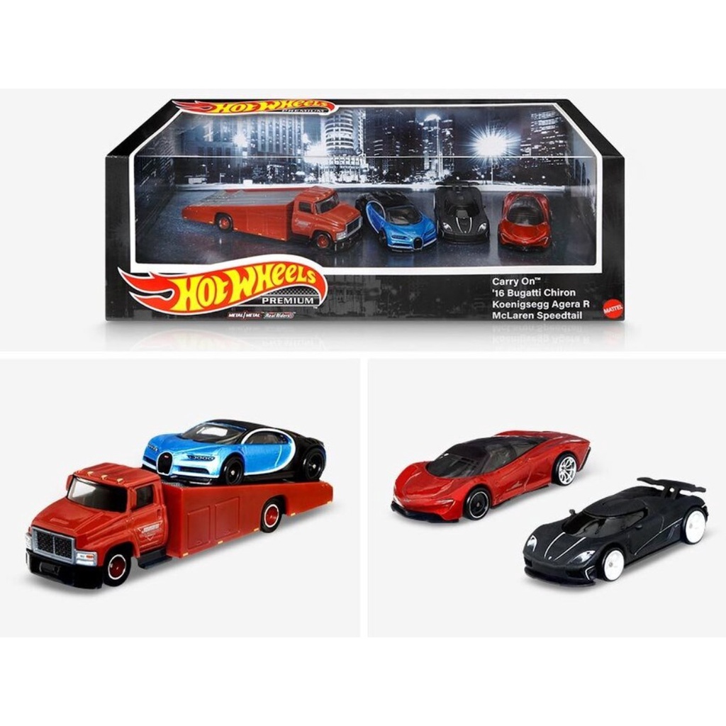 Hot Wheels Carry On 16 Bugatti Chiron Koenigsegg Agera R Mclaren Speedtail Premium Collector