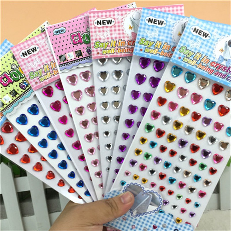 Rhinestone Crystal heart Stickers Styling Diy Decal Self-adhesive ...