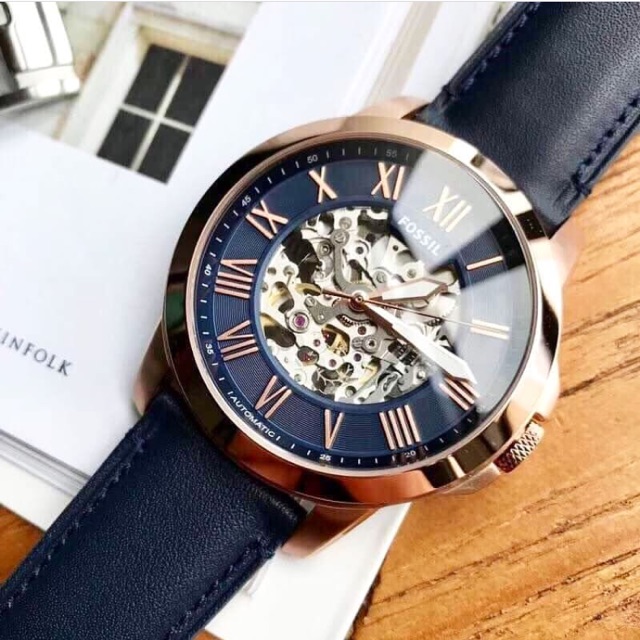 Grant automatic blue leather watch sale