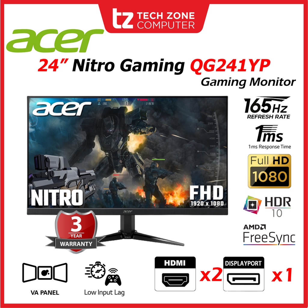 Acer Nitro QG241Y P 23.8" (165Hz) 1MS FHD AMD Freesync Gaming Monitor