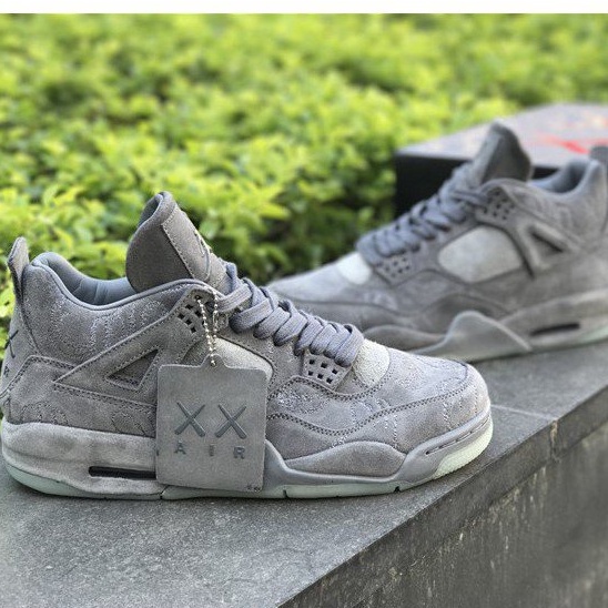 Nika Air Jordan 4 Aj4 Kaws Xx Gray Suede Cool Basketball Shoes For Men And Women 930155 003 Shopee Malaysia