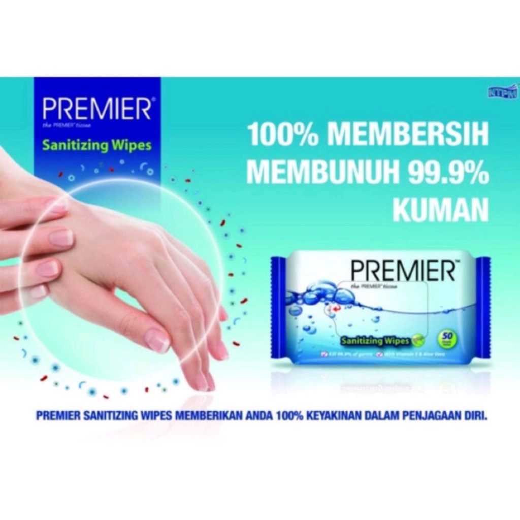 🔥SALE🔥 PREMIER SANITIZING WET WIPES TISSUE 50 sheets (EXPIRY DATE 2024