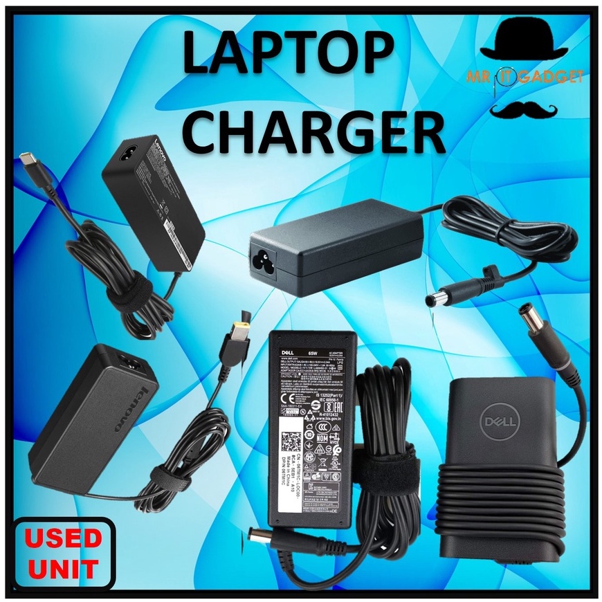 LAPTOP CHARGER DELL / LENOVO / HP / ACER ( 45W / 65W / 130W )USED UNIT