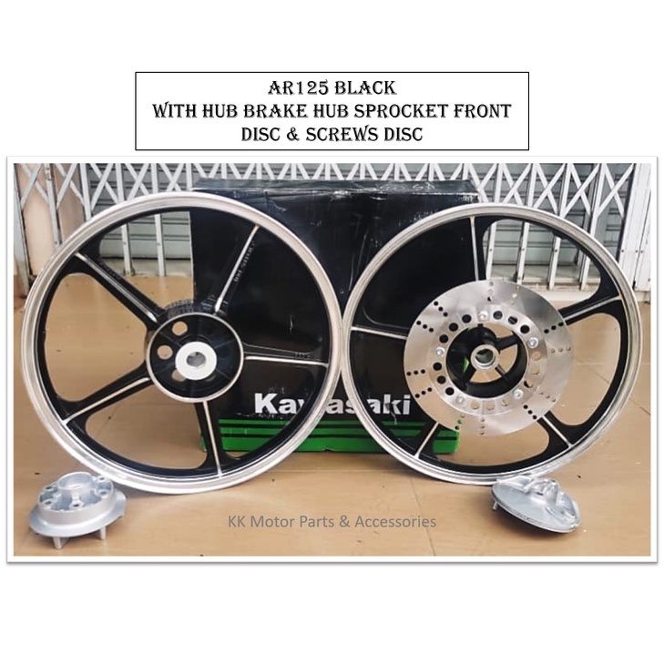 AR125 SPORT RIM HITAM / HIJAU / EMAS [WITH HUB BRAKE HUB SPROCKET FRONT