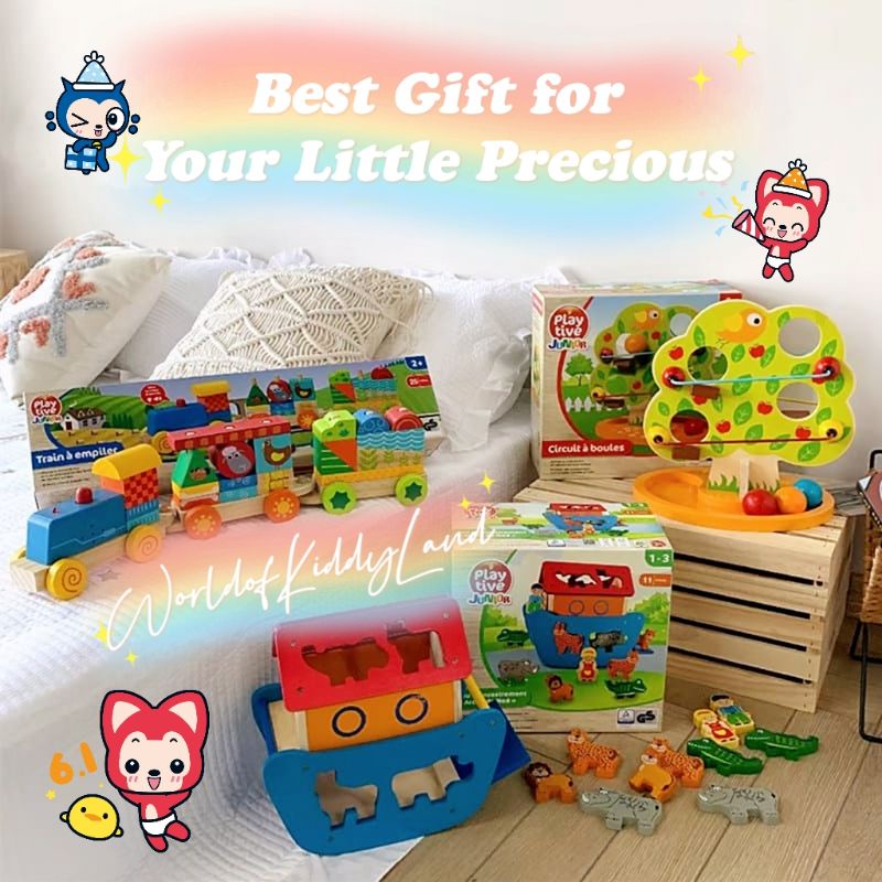 Playtive Junior Wooden Blocks Stacking Toys Train Noah's Ark Shape