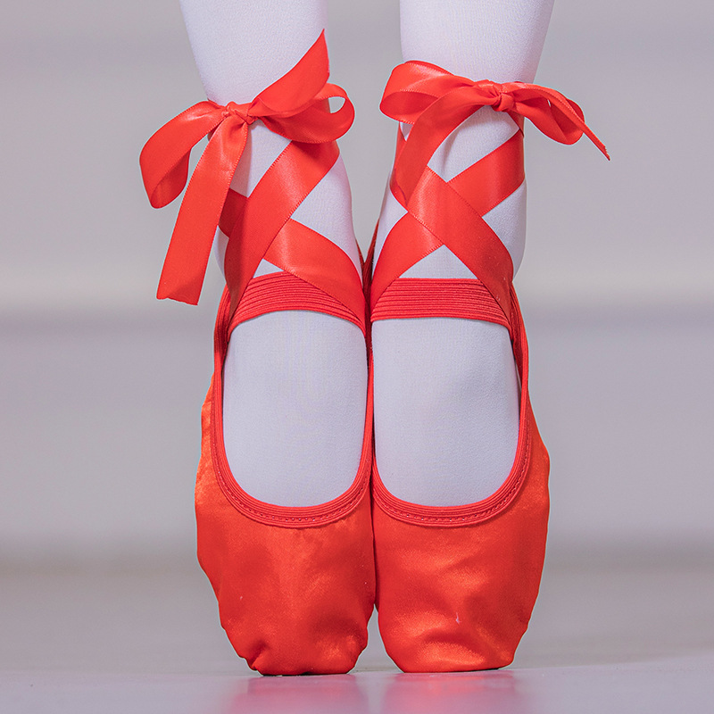 Red satin ballet discount shoes