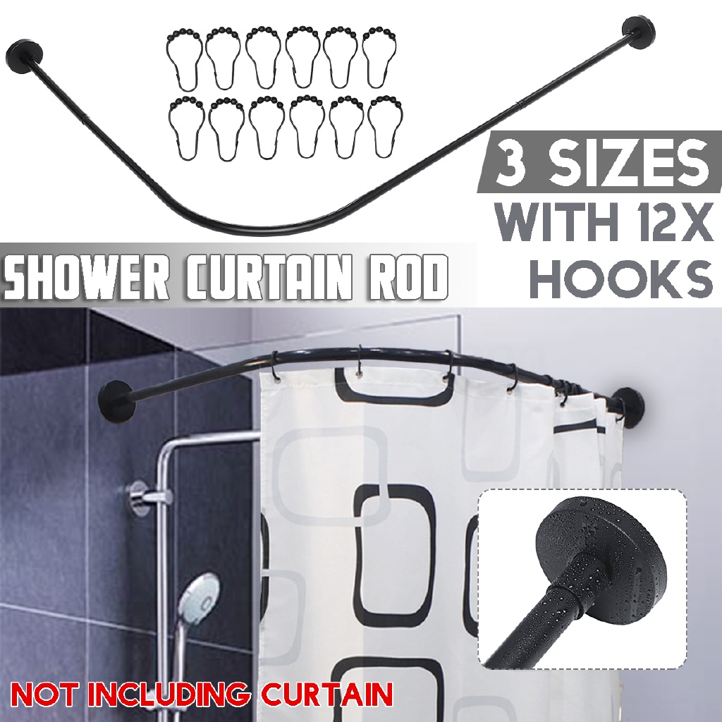 【Ready Stock】 L Shape Adjustable Stainless Steel Shower Curtain Rod