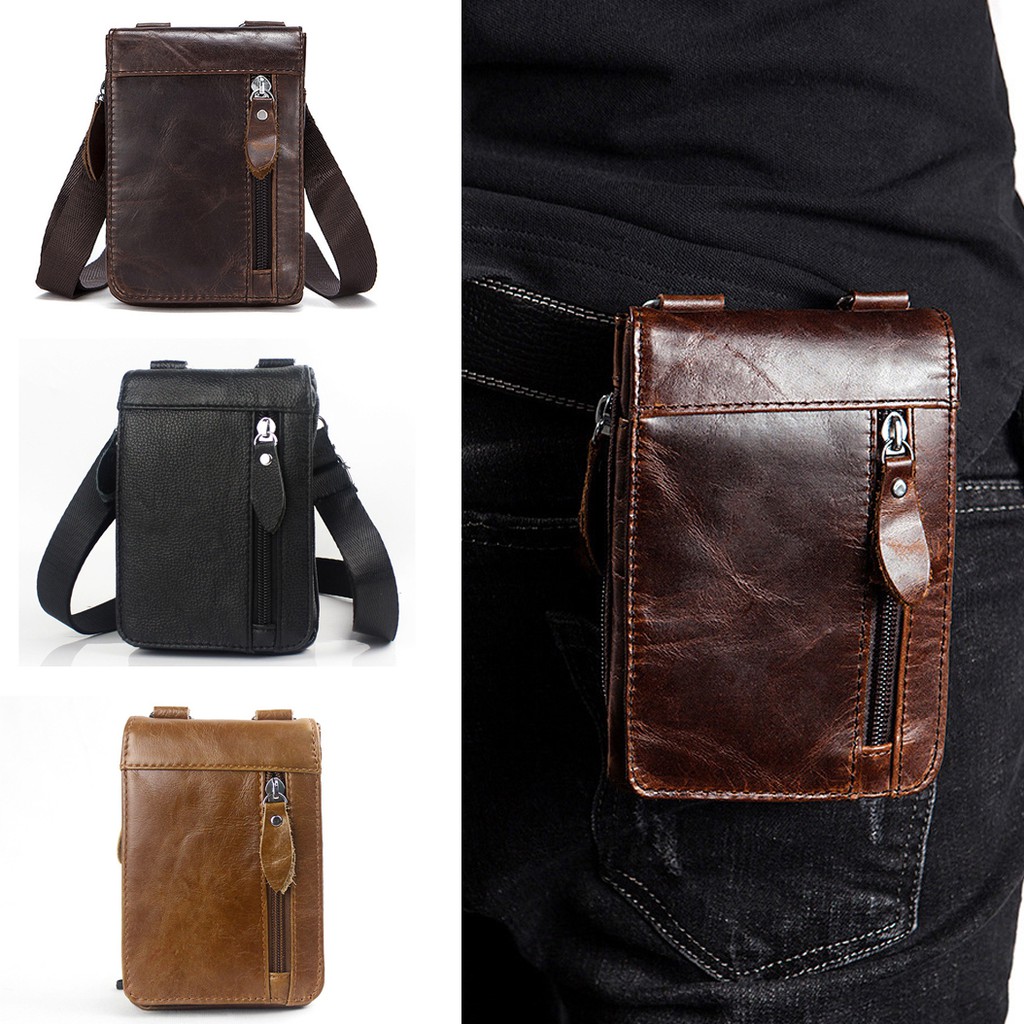 Men's small leather hot sale belt pouch