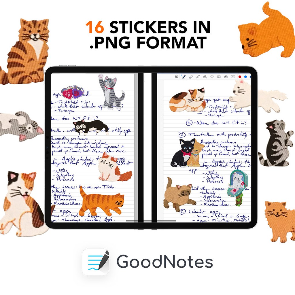 Goodnotes / Cats PNG Digital Stickers for any devices / Digital Planner ...