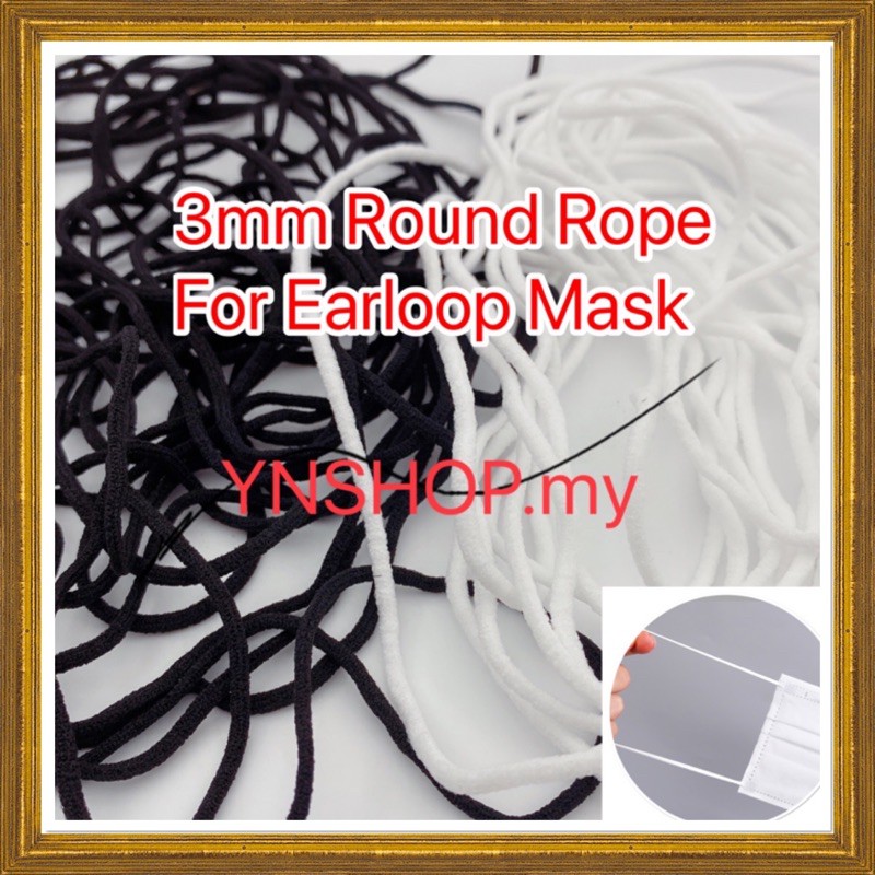 👗50m 100m👗3mm Getah lembut Round Elastic Cord Face Mask Ear Ropes ...