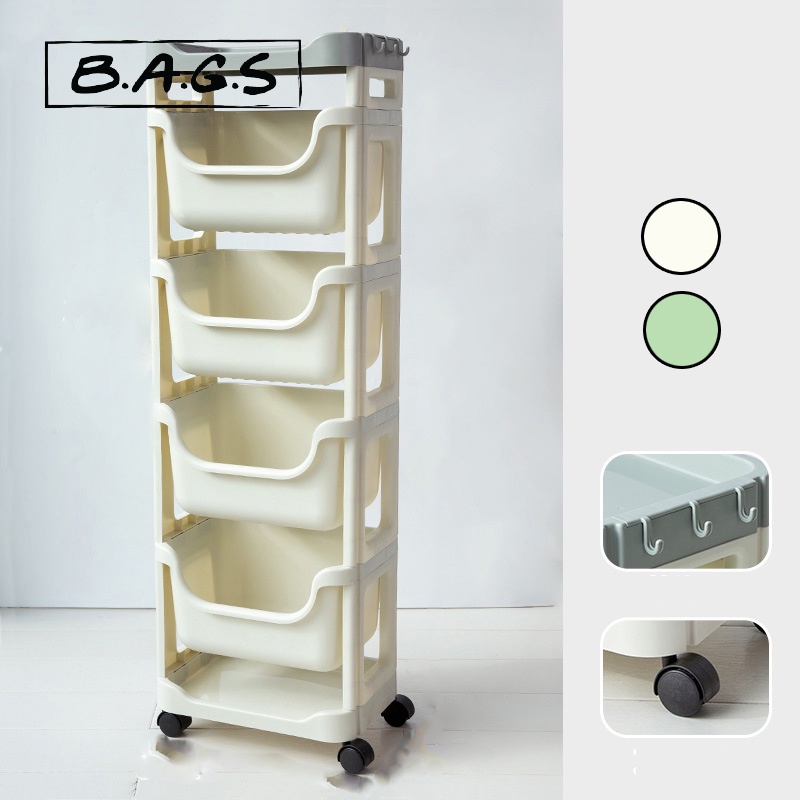 TheBags 5 Layers Floor Storage Rack Bedroom Mobile Bedroom Sorting ...