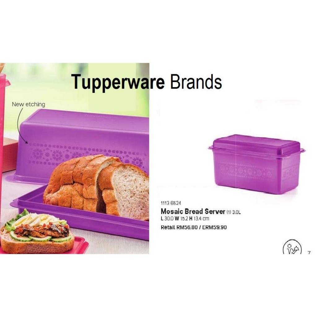 Tupperware Mosaic Bread Server 3.0L/ Bekas Roti/ Bread Keeper/ Roti/ Bread