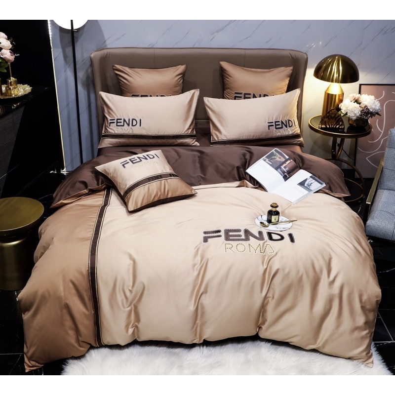 Fendi Roma Luxury Egyptian Cotton Material Fitted Bed Sheet Cadar Getah Keliling 5 Star Hotel 4 Pieces Bedding Set Shopee Malaysia