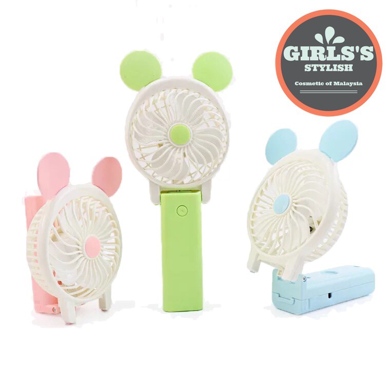 Mini Handy USB Folding Rechargeable Fan Portable Cute Rabbit Mute ...