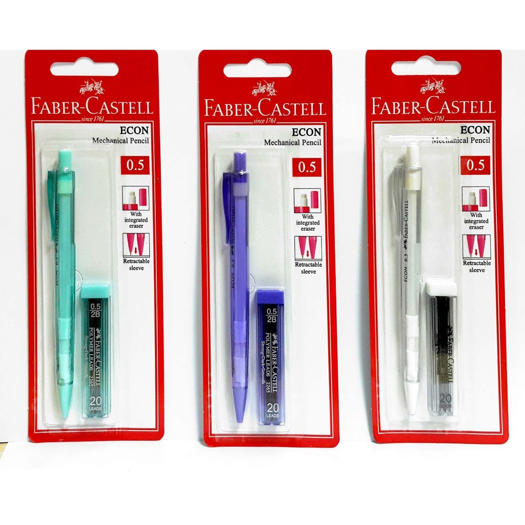 SET Of 4 0 5mm Faber Castell ECON Mechanical Pencil With Lead Shopee Malaysia