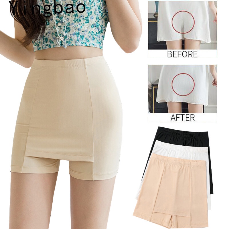 Pants worn under skirts are made of cool, soft, airy cotton with a safety layer that hugs the