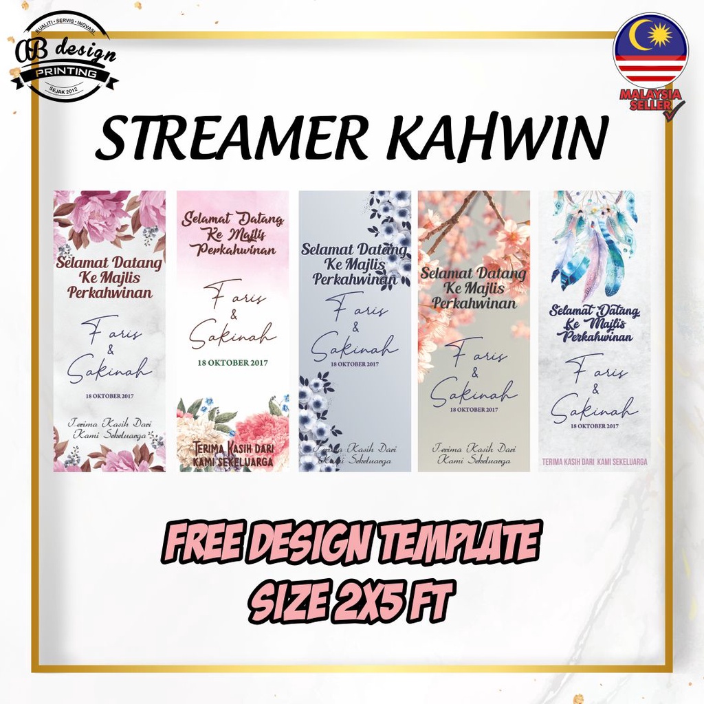 BUNTING KAHWIN/ STREAMER KAHWIN / BANNER KAHWIN READY DESIGN Shopee