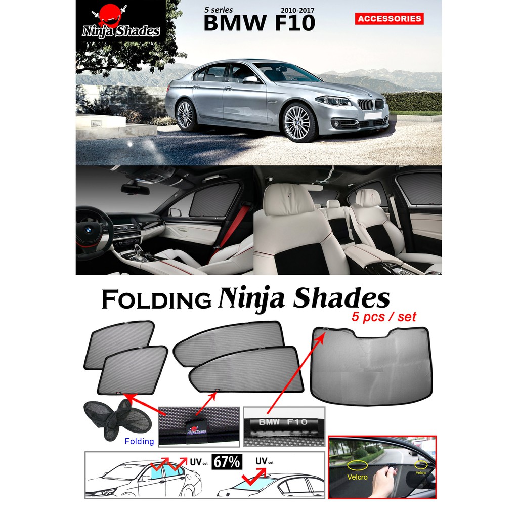 BMW F10 5 Series 2010 ~ 2017 Magnetic Ninja Shades Sunshade (5pcs ...