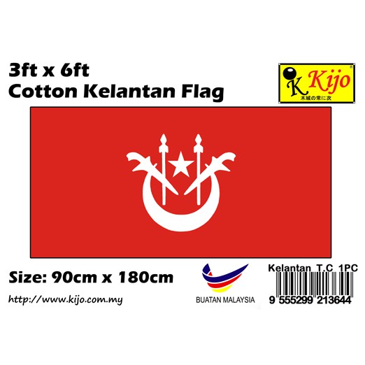 3x6ft 90x180cm Cotton Kelantan Flag Bendera Negeri Kelantan Flag State ...