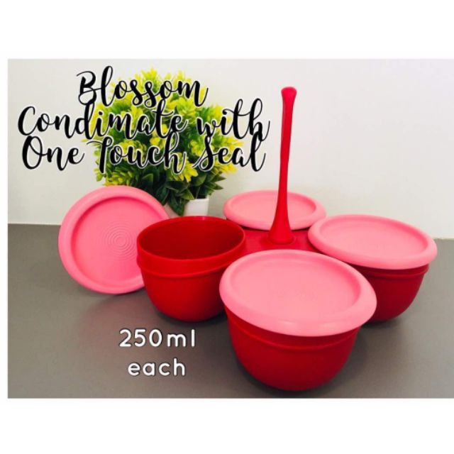 Royal Red Condimate with One Touch Seal Set Tupperware | Shopee Malaysia