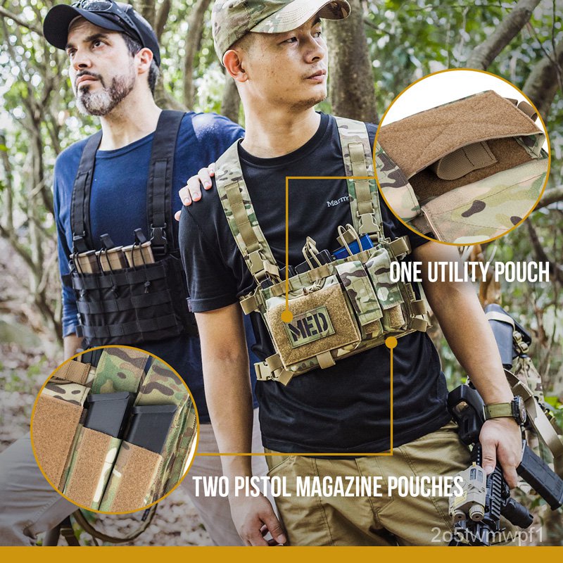 OneTigris Chest Rig/Vest Add-on Triple Mag Pouch with Utility Pouch ...