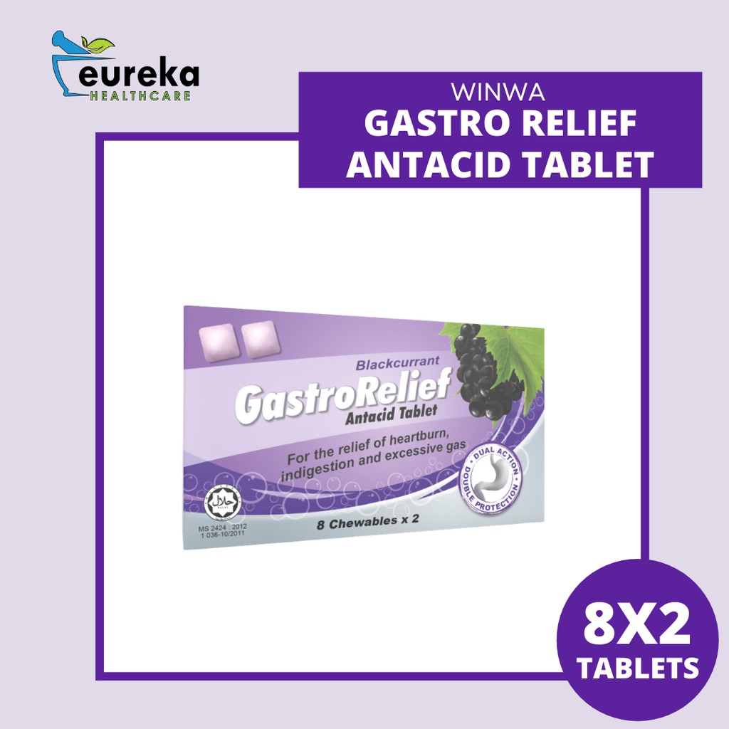 WINWA GASTRO RELIEF ANTACID TABLET BLACKCURRANT 8'S X 2 | Shopee Malaysia