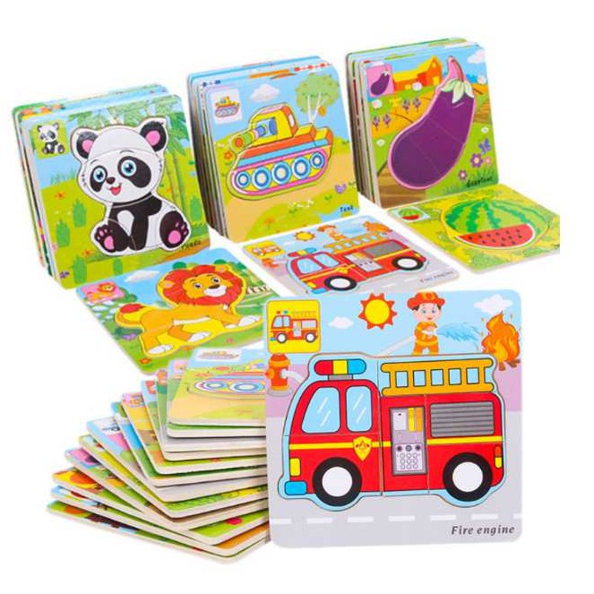 Wooden Cartoon Puzzle Baby Kids 1-4 Years Old Children Educational Toy ...
