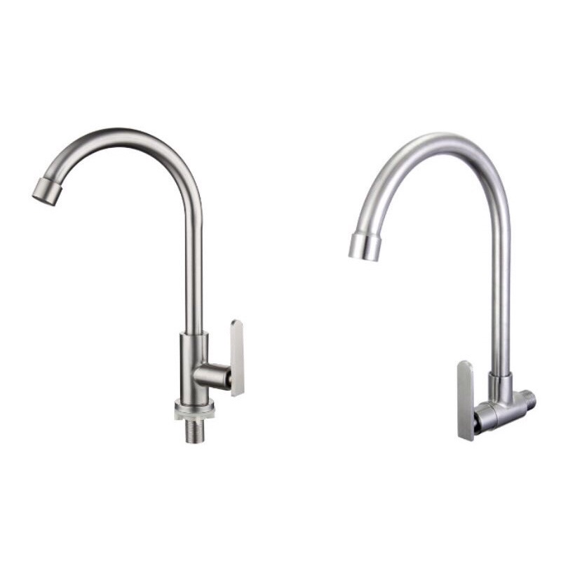 Stainless Steel SUS 304 Kitchen Faucet WALL/PILLAR SINK TAP | Shopee ...