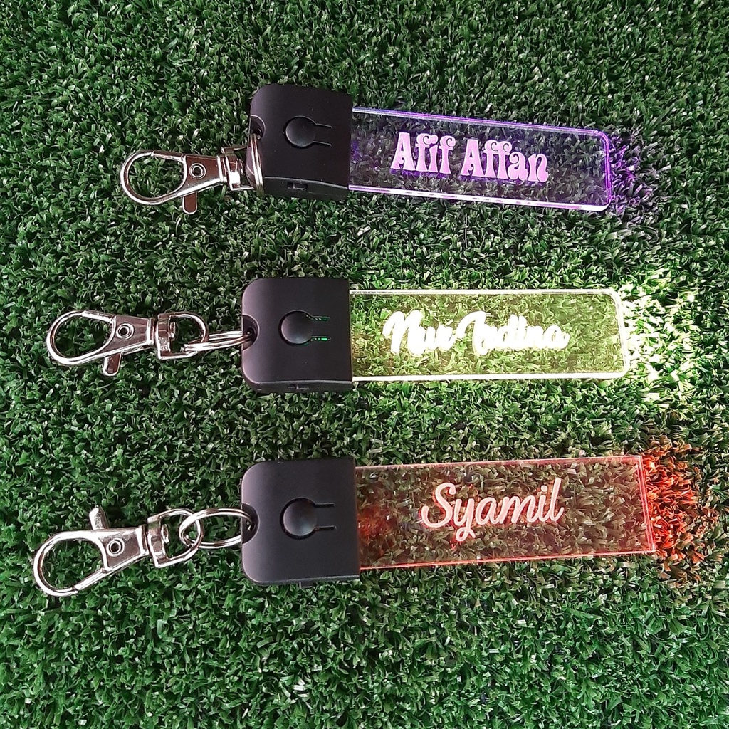 3D LED Keychain Nama Anda Personalized LED Acrylic Keychain LED
