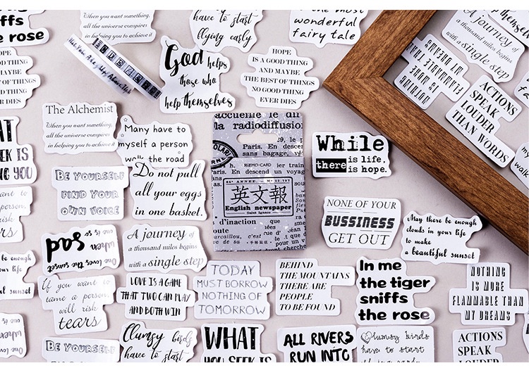 ENWEI 46 Pcs Retro Newspaper Series Box Stickers Journal Deco Sticker ...