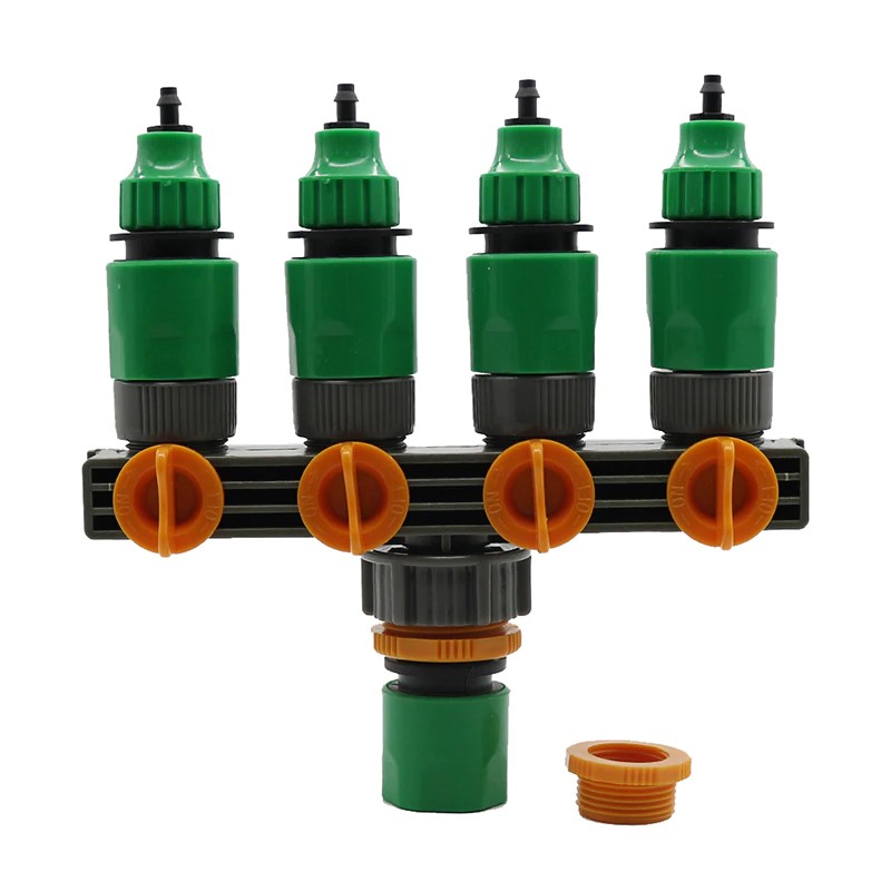 4 Way Valve Garden Water Tap Adapter Hose Splitter 1/4” or 3/8“ Hose