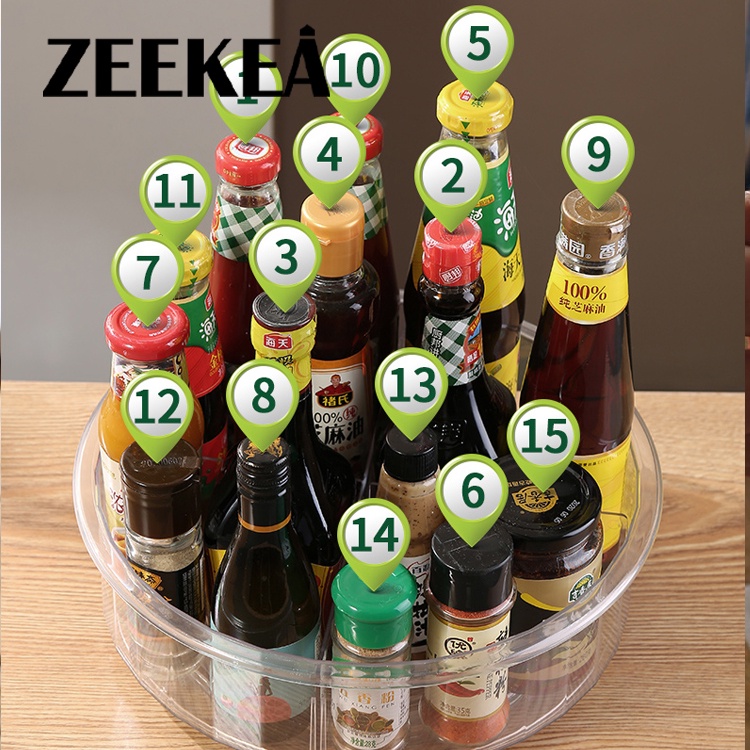 Zeekea Plastic Spinning Food Storage Turntable for Pantry